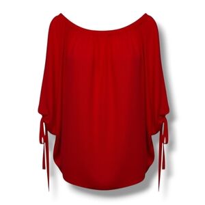 Apt 9 women's red off the shoulder tie sleeves Blouse - medium